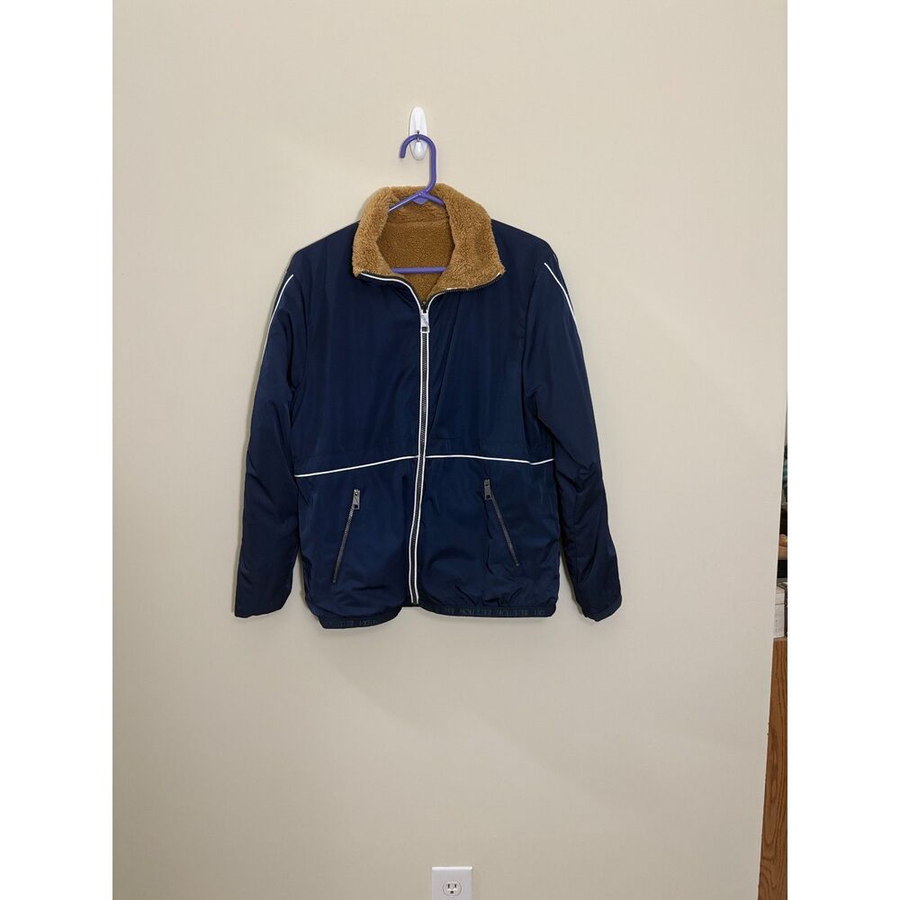 Hollister reversible fleece/nylon zip front jacket